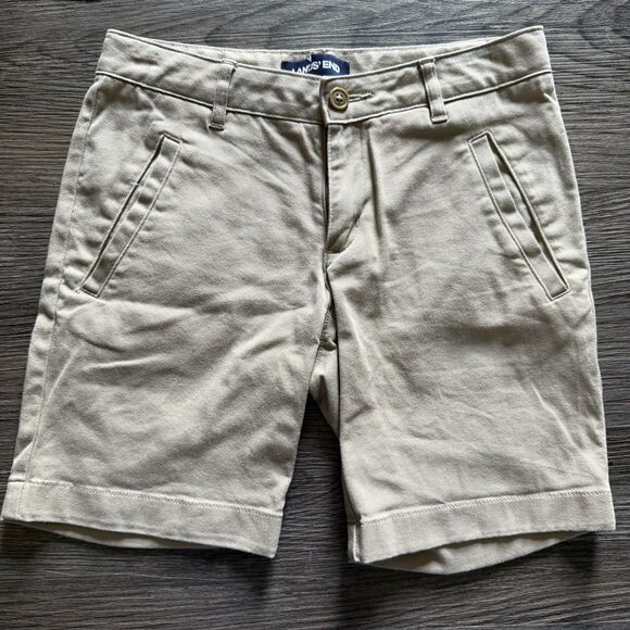 Lands End Shorts Girls Size 10 Khaki Chino Shorts Adjustable School Uniform - Picture 1 of 4